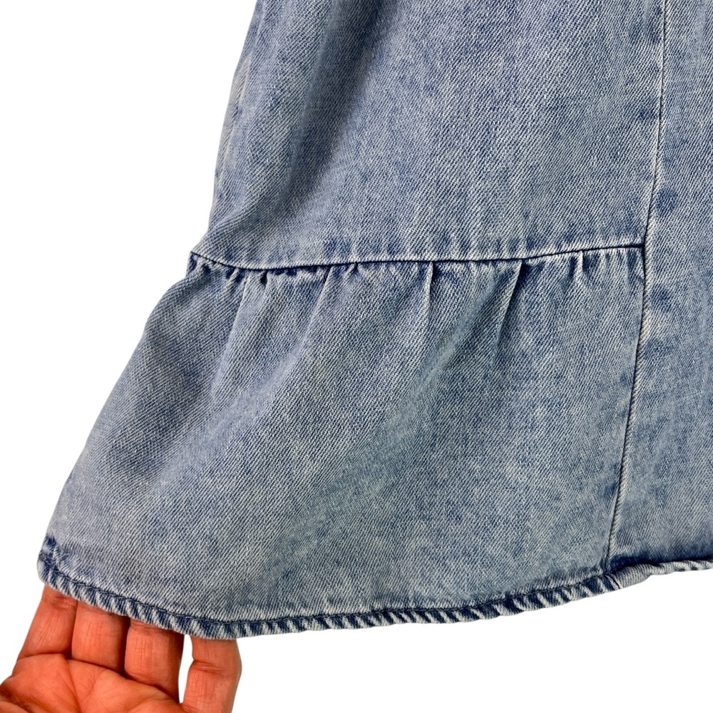American Eagle Outfitters Blue Denim Romper Light Wash Ruffle Hem Sz S - Picture 4 of 10